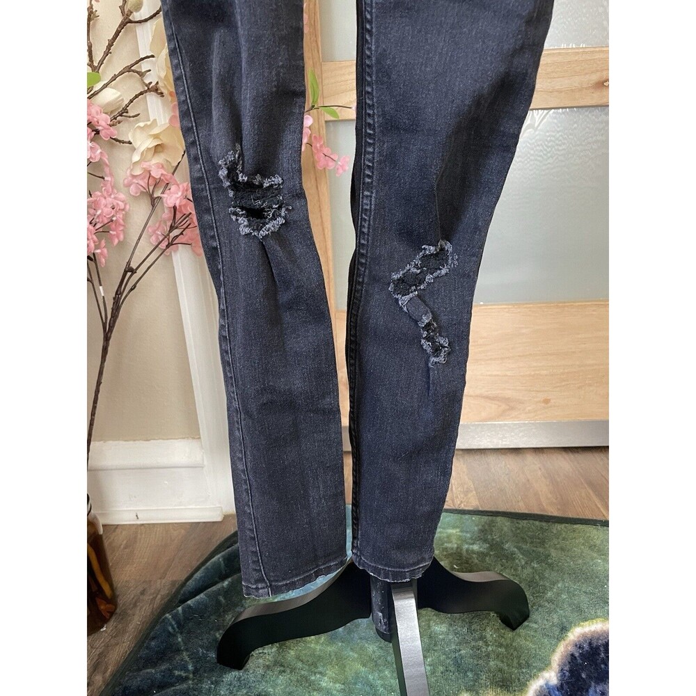 Abercrombie & Fitch Legging Jeans Black Distressed Mid Rise Skinny Size 25R - Picture 4 of 9